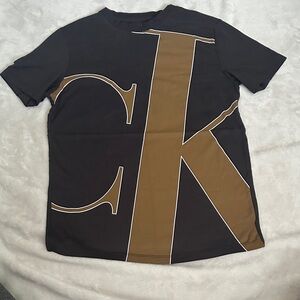 Calvin Klein Dark Gray and Brown CK Logo Tee